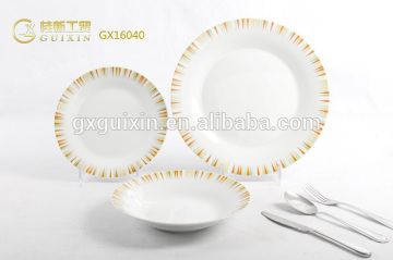 GUIXIN 18-Piece Round white Porcelain dishware set, Service for 6, yellow