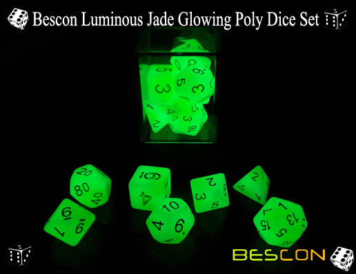 Bescon leuchtende Jade leuchtende Poly Würfel Set-5 Bescon Luminous Jade Glowing Poly Dice Set-5