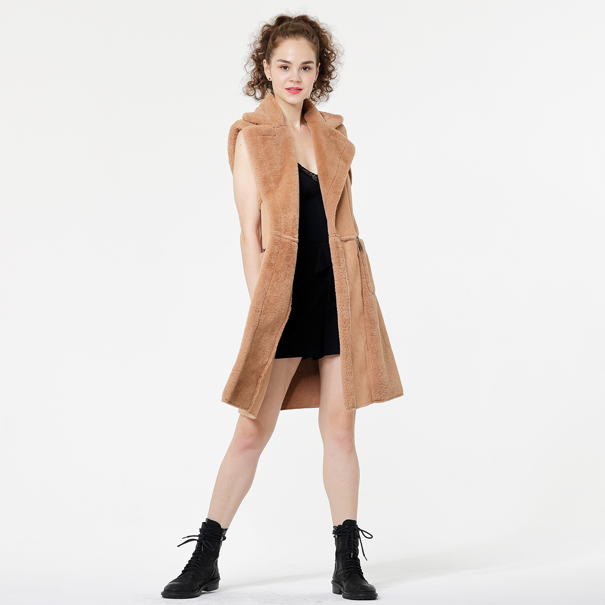 Faux Fur Collar Release Lapel Style Fur Coat
