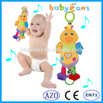 Babyfans Lovely Yellow Duck Infant Toy Soft Plush Baby Music Toy Baby Crib Hanging Toys