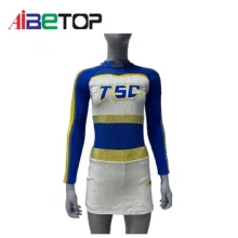 Custom Blue White Long Sleeve Cheerleading Uniforms