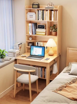 small desk with bookshelf