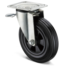 Professional non-slip black heavy duty rubber casters