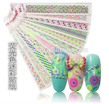 Fluorescent Colorful Totem DIY Nail Art Adhesive Paper Tips Sticker Decal Decors