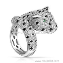 2014 Fashion Tiger Rings With Black And White Cz Stones?
