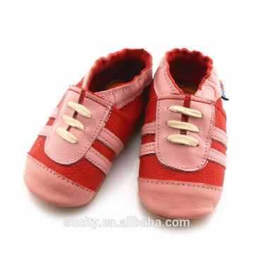 pink laceup soft sole baby leather shoe