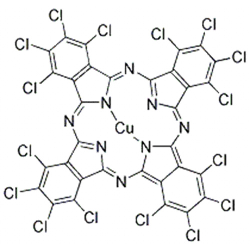 Cobre, [1,2,3,4,8,9,10,11,15,16,17,18,22,23,24,25-hexadecacloro-29H, 31H-ftalocianinato (2 -) - kN29, kN30 , kN31, kN32] -, (57254047, SP-4-1) - CAS 14832-14-5