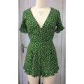 Green Ruffle Polka Dots Strampler