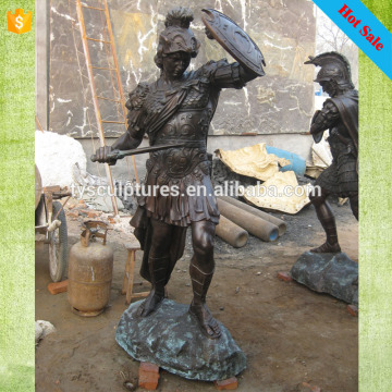 High quality hot sale life size warrior with sword and shield bronze sculpture for Europe