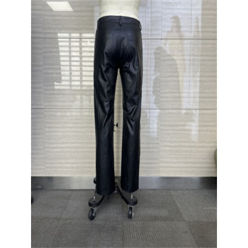 Cotton Rayon Mens Anti-pilling Black Fashion PU Pants