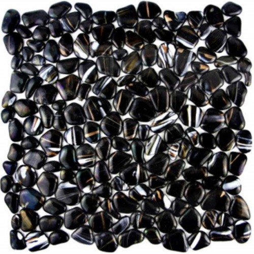 Black Glass Mosaic Art Craft Pebble Wall Tiles