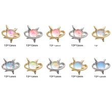 Sparkle Planet Luxury 3D Alloy Aurora Nail Art Charms: Saturn Diamonds Crystal Rhinestones for DIY Manicures