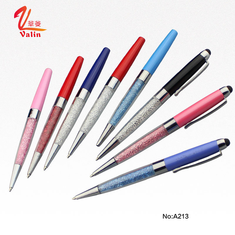 Novelty design crystal glass pens stylus with custom logo