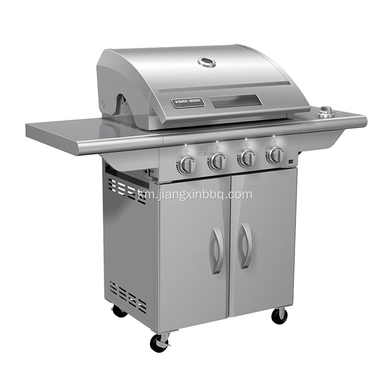 ដែកអ៊ីណុក Propane Gas BBQ មាន 4 Burners