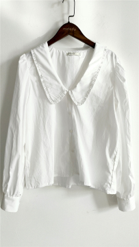 French White Vintage Loose Blouse