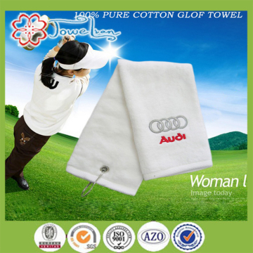 100% cotton golf towel with embroidered logo