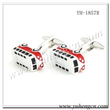 YH-1857R Novelty 3D Red Transportation Bus Cufflinks