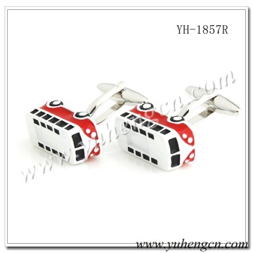 YH-1857R Novelty 3D Red Transportation Bus Cufflinks