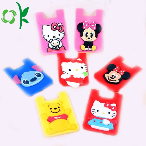 3D Embossed Silicone Phone Card Holder Cute Wallet