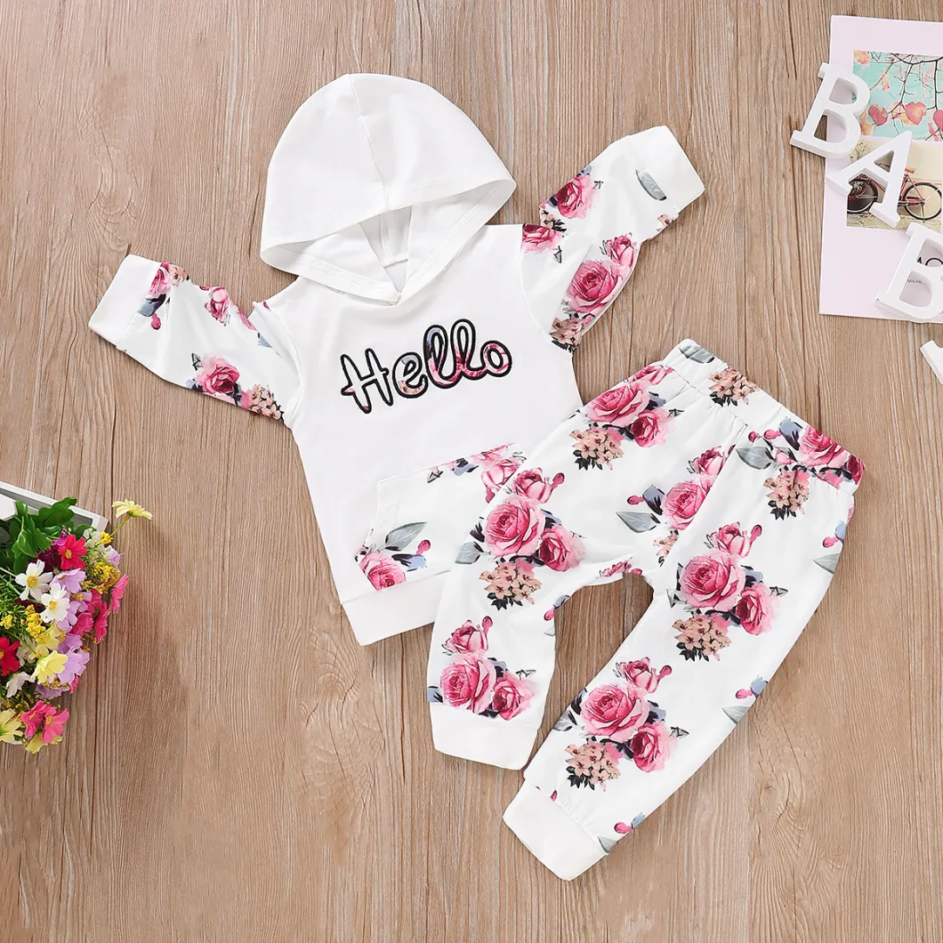 2021 Best Selling Children Floral Solid Colors Two Pieces Spring Suits