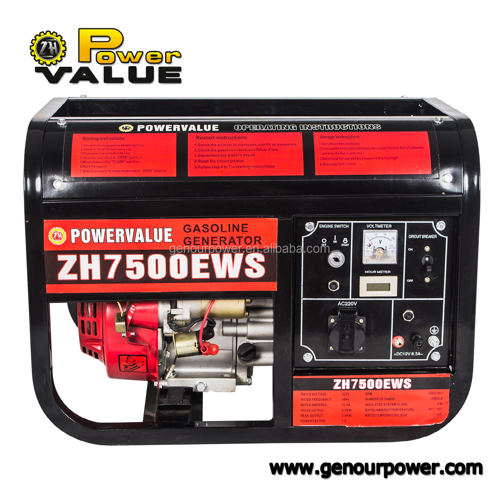 Power Value 6kw 6kva gasoline generator, high quality genset electric for sale