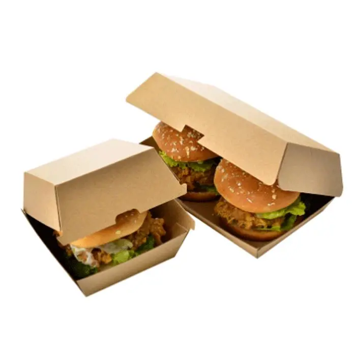 Eco Friendly Food Grade Kraft Paper Burger Box Packaging Hamburger Box