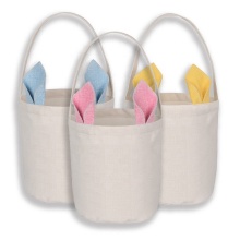 Personalized Blank Kids' Sublimation Easter Basket with Bunny Ears - Customizable Gift Idea