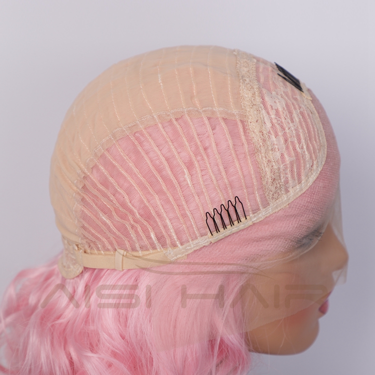 Aisi Hair Short Pink High Temperature Synthetic Lace Front Wigs For Black White Women Lace Frontal Pre Plucked Body Wave Wigs