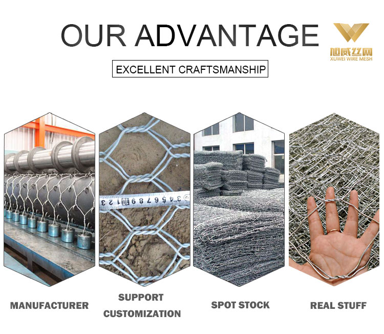 Gabion Box Stone Basket Hexagonal Woven wire mesh for stone loading for river flood control