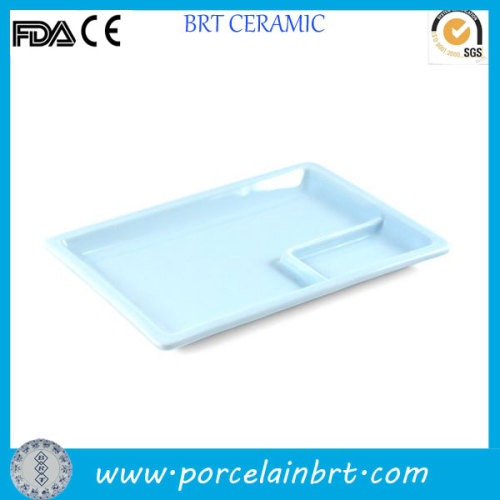 Plain chip and dip Ceramic Divided Plate