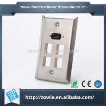 HDMI and 4 port keystone stainless steel faceplate