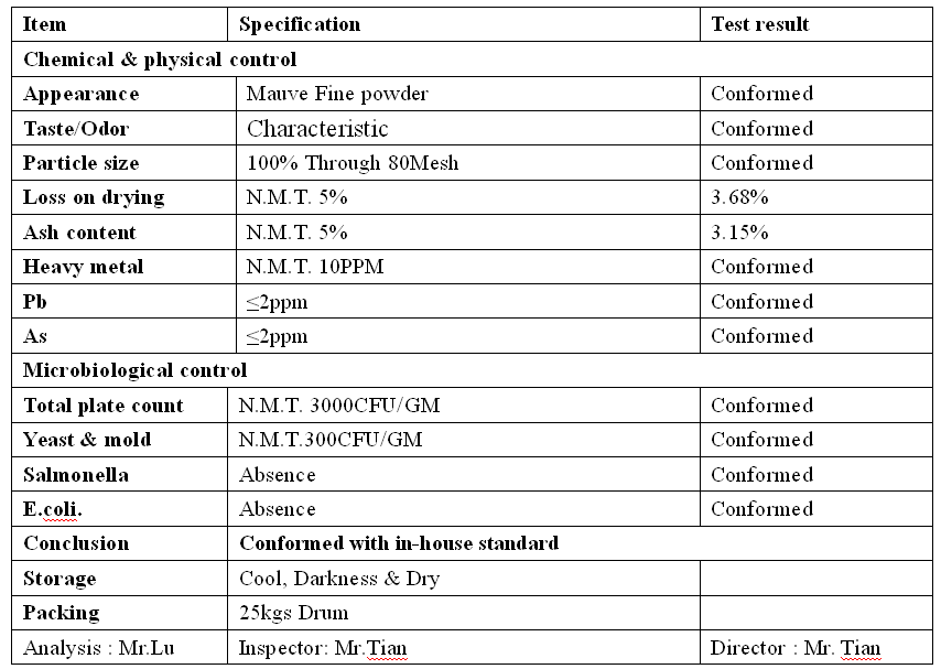 ACAI FRUIT POWDER COA ACAI FRUIT POWDER COA