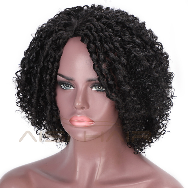 Aisi Hair Black Afro Curly Wigs for Women Side Part Synthetic Short Hair Wig Heat Resistant Fiber Wigs for Africans