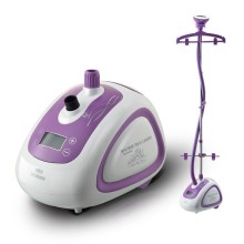 vertical garment steamer with LCD display and stainless steel ironing panel