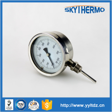 bottom connecting promtional outdoor bimetal pipe long stem thermometer