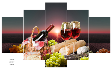 5 panels group canvas printing fresh cate