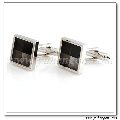 Square Transparent Black Enamel Cufflink,Make Your Own Cufflink