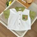 Couleur de dessin animé mignon bloquant la chemise de bébé en coton