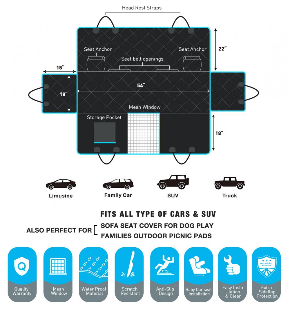 أرجوحة الكلب مقعد السيارة يغطي