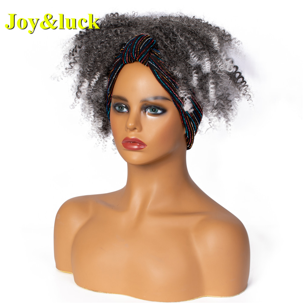 Women's Wholesale Head Band Wig Colored Hairband Grey Ombre White Scarf Short Afro Kinky Curly Headband Wig Synthetic Hair Wigs