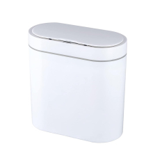 2.5 Gallon White Slim Plastic Bathroom Trash Can with Waterproof Motion Sensor