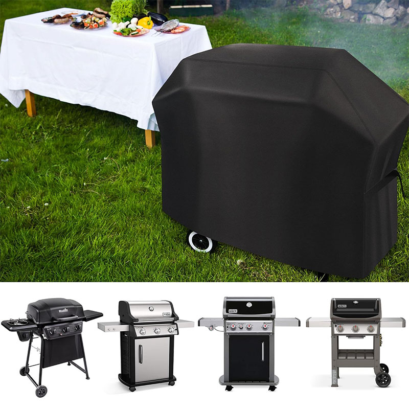 Black Rip-Proof Anti-UV Fade Resistant dust Waterproof BBQ Gas Grill Cover For Weber