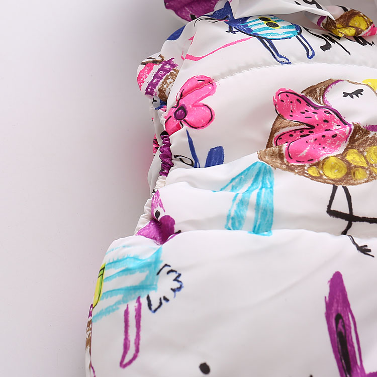 Children Clothing Winter Outerwear&Coats Animal Graffiti Thick Princess Girls Vest Hooded Kids Jackets Baby Girl Warm Waistcoat