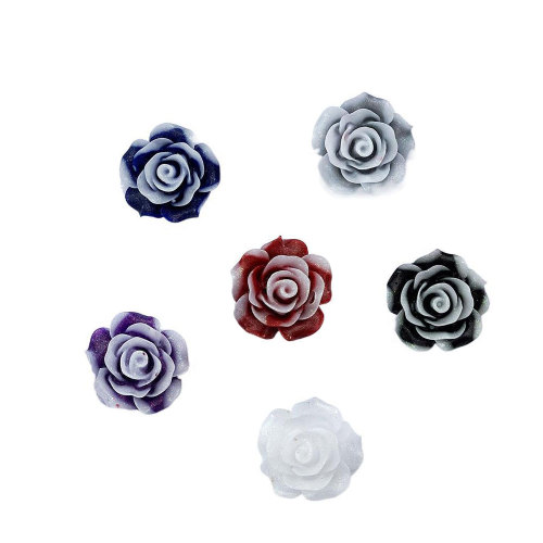 Kawaii Two-tone Roses Flatback Resin Rose Flowers Cabochons Scrapbooking Craft DIY Hair Bow Decoration Headwear Accessories