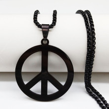Goth Punk Peace Sign Stainless Steel Necklace for Men
