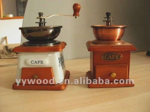 manual coffee mill with wood body