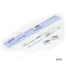 4 in 1 promotional office plastic ruler set with pencil eraser pencil sharper