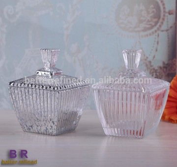 Square Ribbed Glass Kitchen Canisters