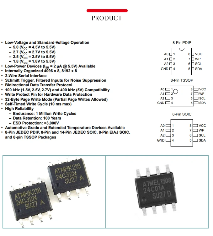 At24c32 Sop-8 Memory IC Chip 24c32 New Two-Bit Serial Eeprom Memory Chip