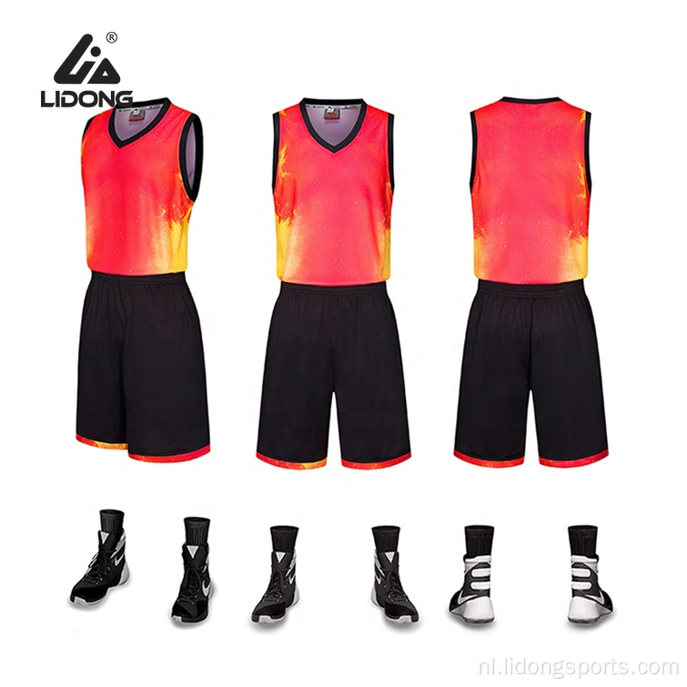 unieke basketbal jerseys ontwerp sublimatie basketbal slijtage